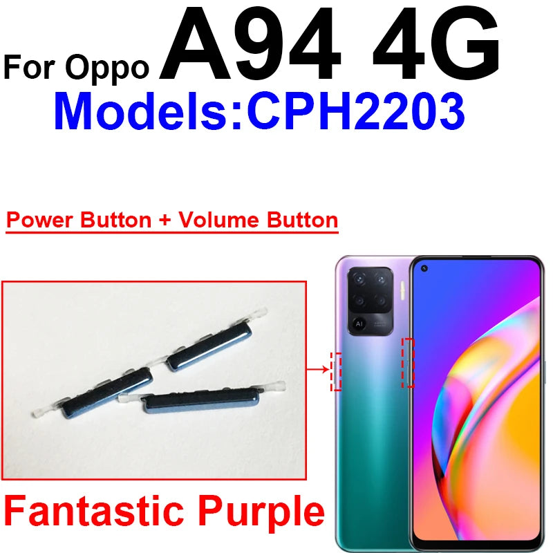 Volume Pwoer Side Button For OPPO A93 A94 A95 4G 5G Up Down Volume ON OFF Power Switch Side Keys Flex Cable Repair Parts