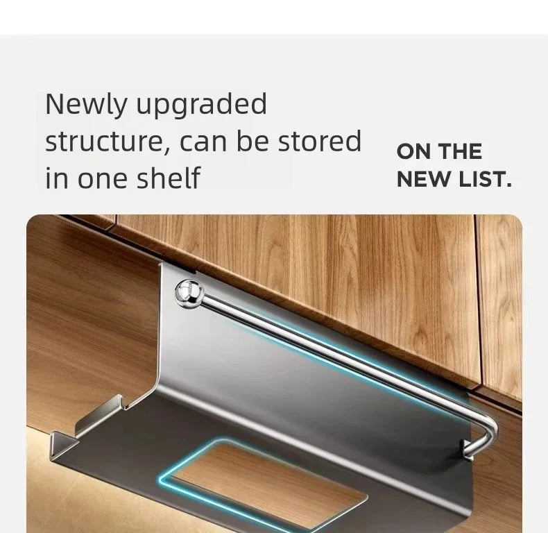 Thickened stainless steel kitchen wet wipe storage box, tissue holder, hanging cabinet tissue box, storage, cloth, plastic wrap,
