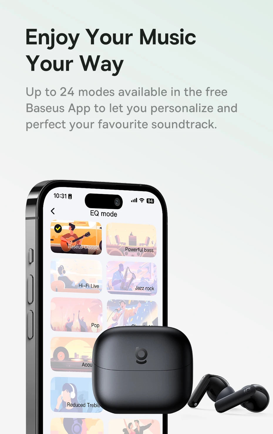 Baseus Bass EP10 NC -43dB Noise Cancelling ANC True Wireless Earbuds Bluetooth 6.0 In-Ear Wireless Earphones 4-Mics ENC Ear buds