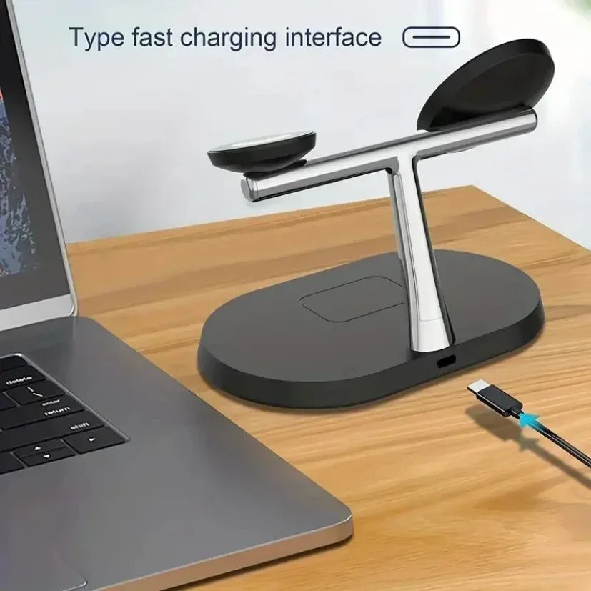 NEW Magnetic Wireless Charger Stand For iPhone 16 15 14 13 12 Pro iWatch 9 8 Airprods 3 In 1  Fast Charging Station