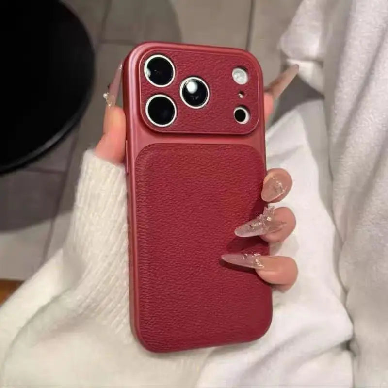 Luxury Lychee Leather Shockproof Phone Case For iPhone 17 Air 16 15 14 13 Pro Max Instantly Turn 17Pro Full Bumper Matte Cover