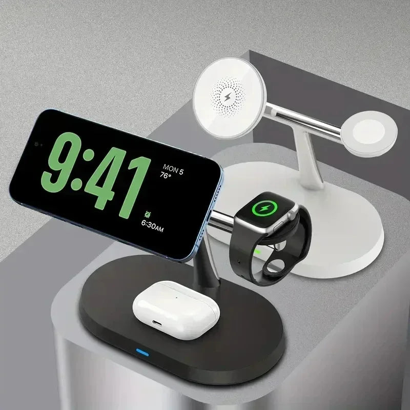 NEW Magnetic Wireless Charger Stand For iPhone 16 15 14 13 12 Pro iWatch 9 8 Airprods 3 In 1  Fast Charging Station