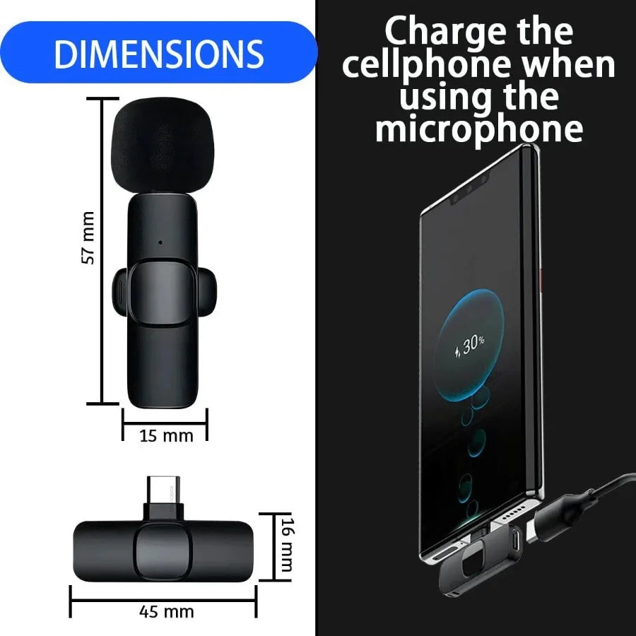 Mini Lavalier Microphone Portable Live Streaming Shooting Interview Mini Wireless Microphone with Clip for Video Recording