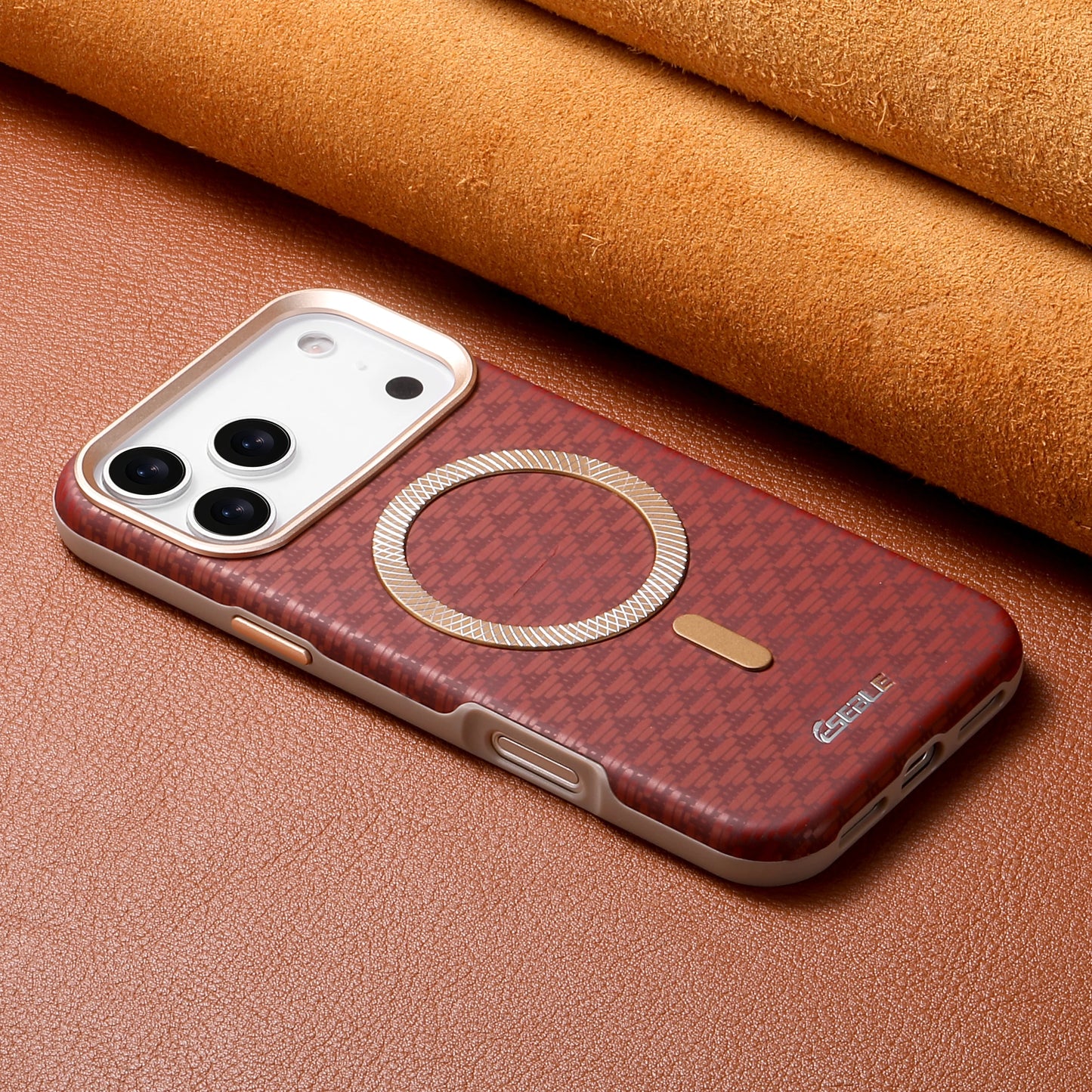 Luxury Business Bitmap Leather Magnetic Phone Case For iPhone 17 16 15 14 13 Pro Max 17Pro 17Air Metal Lens Button Bumpe Cover