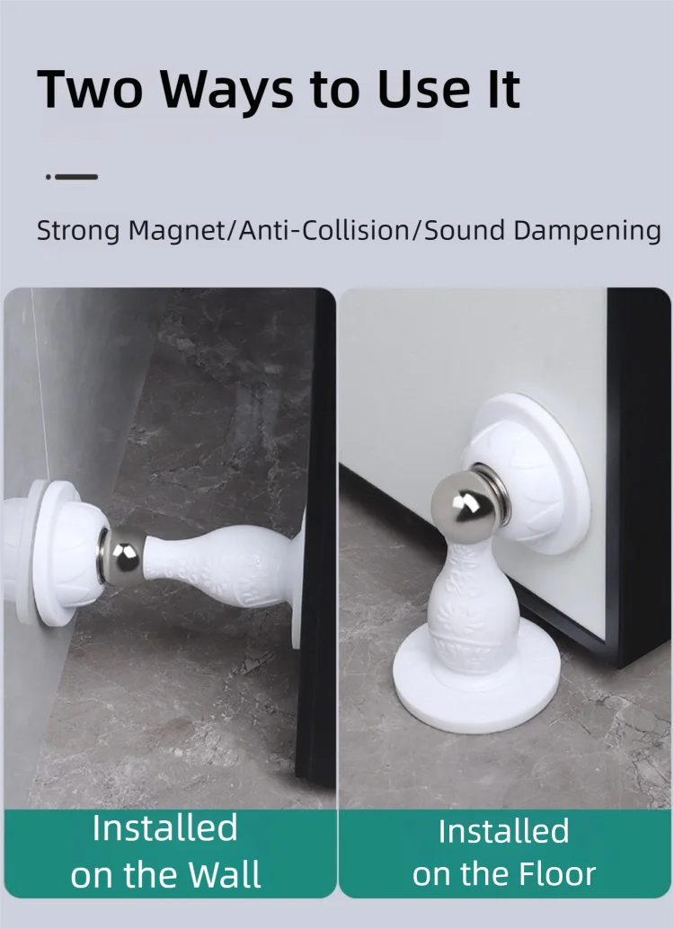 New Drill-Free Door Stopper with Silicone Anti-Collision Pad, Door Holder for Fixing Door Behind and Preventing Collision