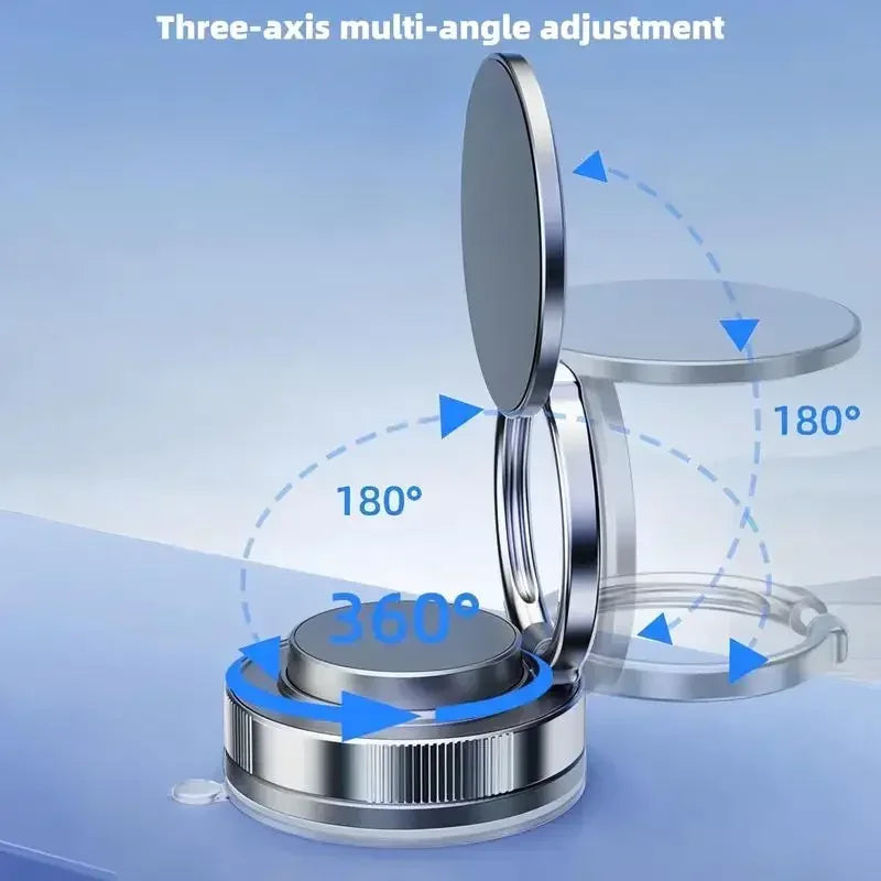 360° Foldable Magnetic Phone Mount! 2025 New Vacuum Suction Cup, Ultra-Strong Adsorption Alloy Bracket for Cars & Desktops