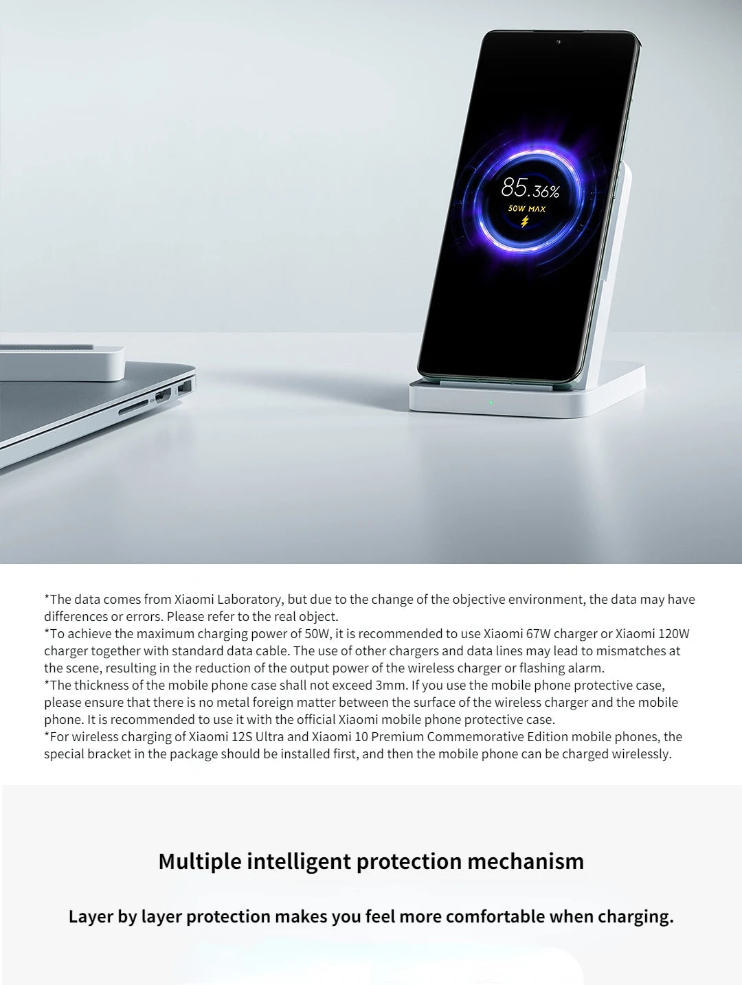 Original Xiaomi 50W Pro Vertical Air-cooled Wireless Charging  Fast Charging Qi Stand for Xiaomi 14/13/12S Ultra/10 New