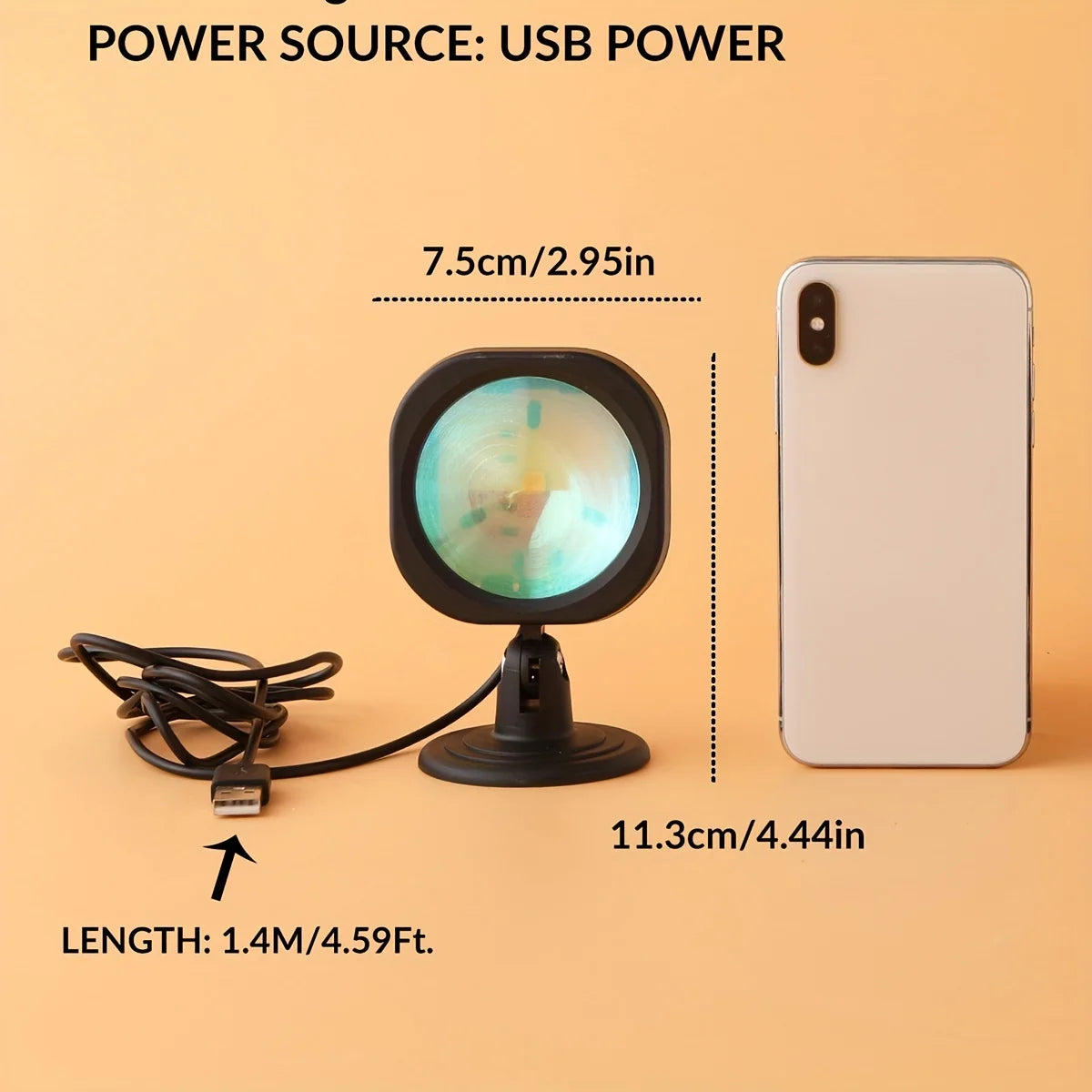 Sunset Lamp Projector LED Ambient Night Light with Adjustable Stand for Bedroom, Living Room Decor, Photography, and TikTok Live