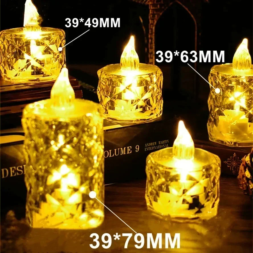 24~1PCS S/M/L LED Crystal Candle Light Flameless LED Candle Electronic Night Lamp Dating Party Christmas Home Wedding Decoration
