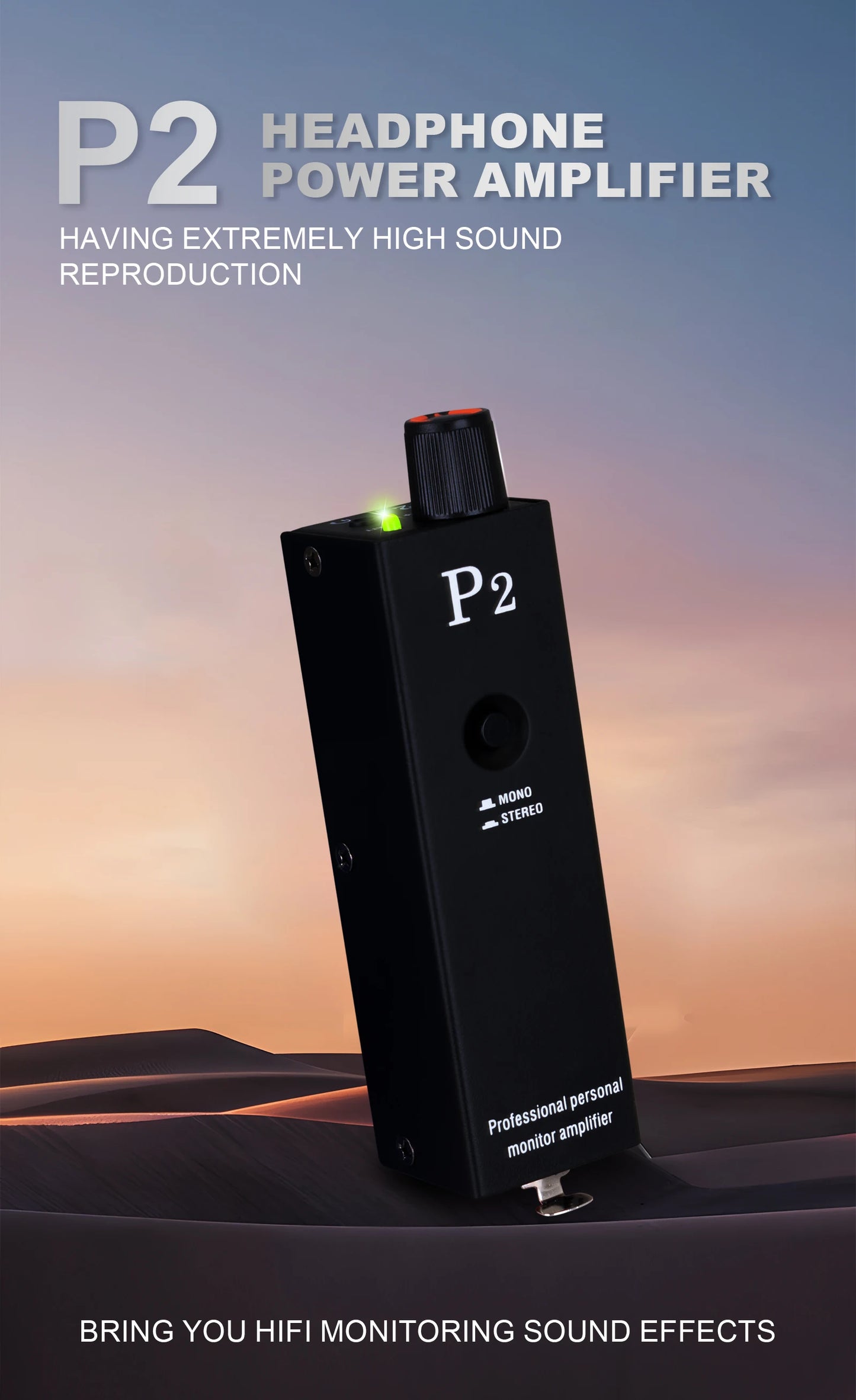 P2 Headphone Amplifier, Ultra Compact In Ear Headphone Monitor, Stereo Monitor/Headphone Power Amplifier/headphone music monitor