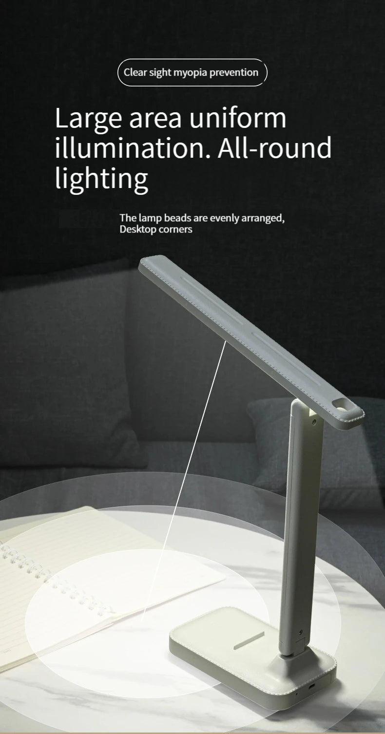 Foldable eye protection desk lamp, supports three-speed dimming, supports USB charging and plug-in two styles, and has learning