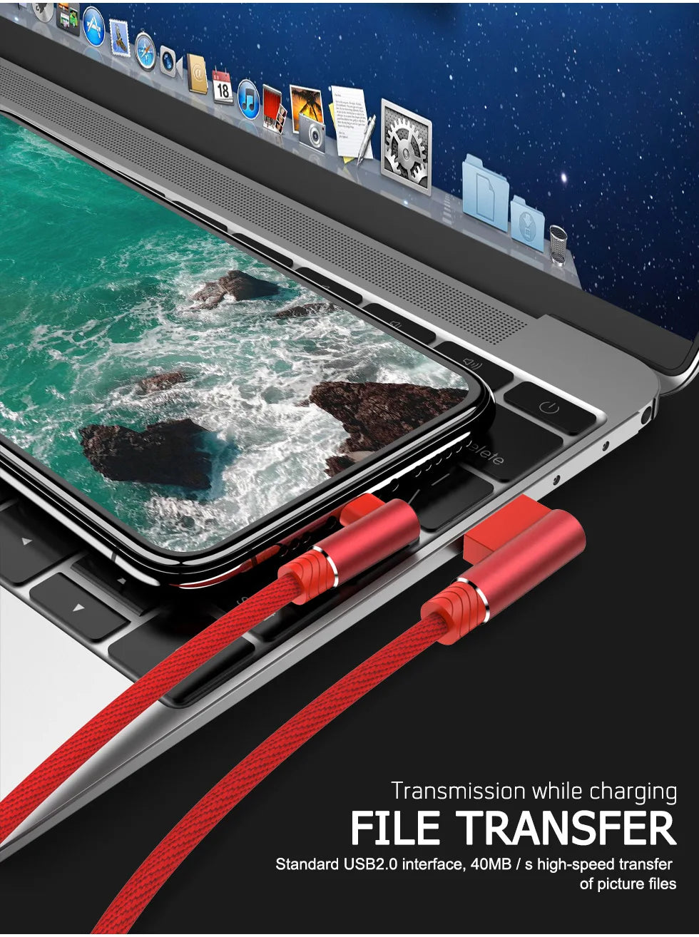 90 Degree USB Cable For iPhone 14 13 12 11 Pro Max X XR 6s 7 8 Plus 2m 3m Lead Mobile Phone Fast Charging Cord Data Charger Wire