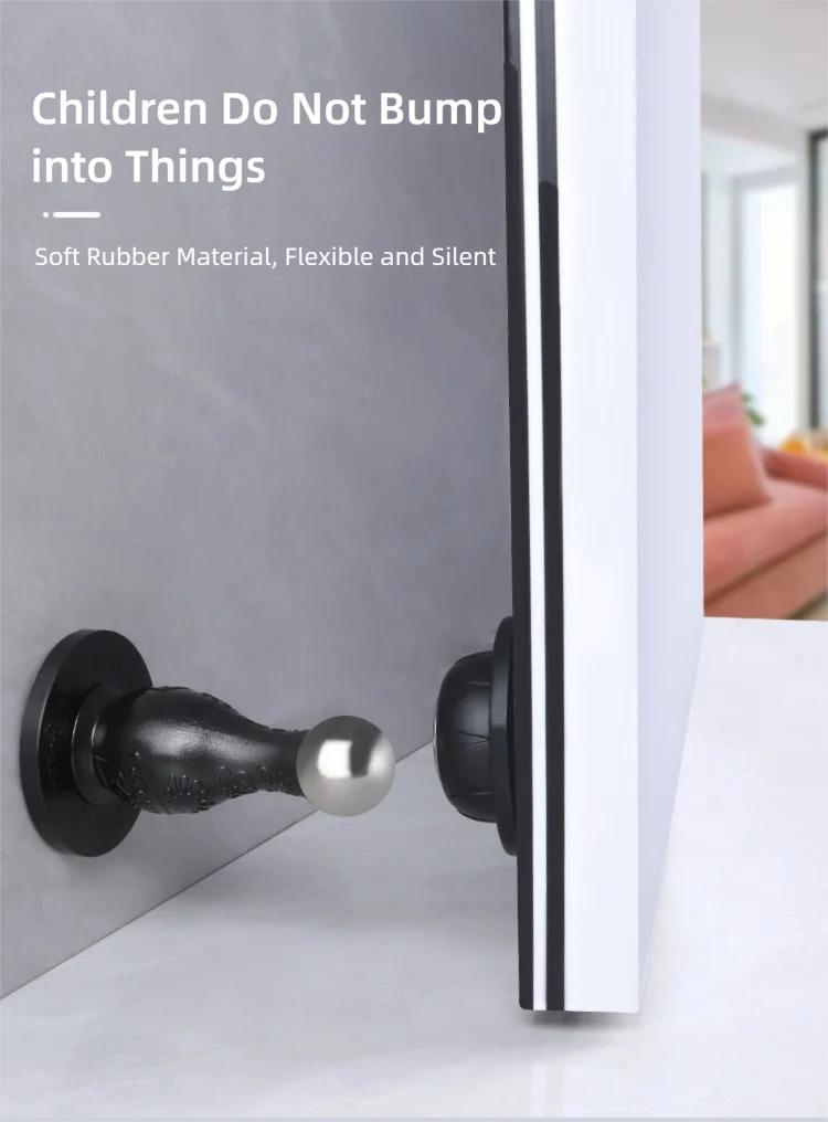 New Drill-Free Door Stopper with Silicone Anti-Collision Pad, Door Holder for Fixing Door Behind and Preventing Collision