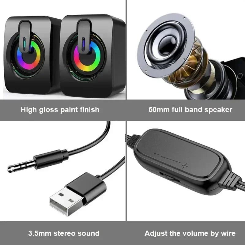 Suitable for Macbook desktop laptop speakers, computer speakers with microphone, stereo 3.5mm AUX home office computer speakers