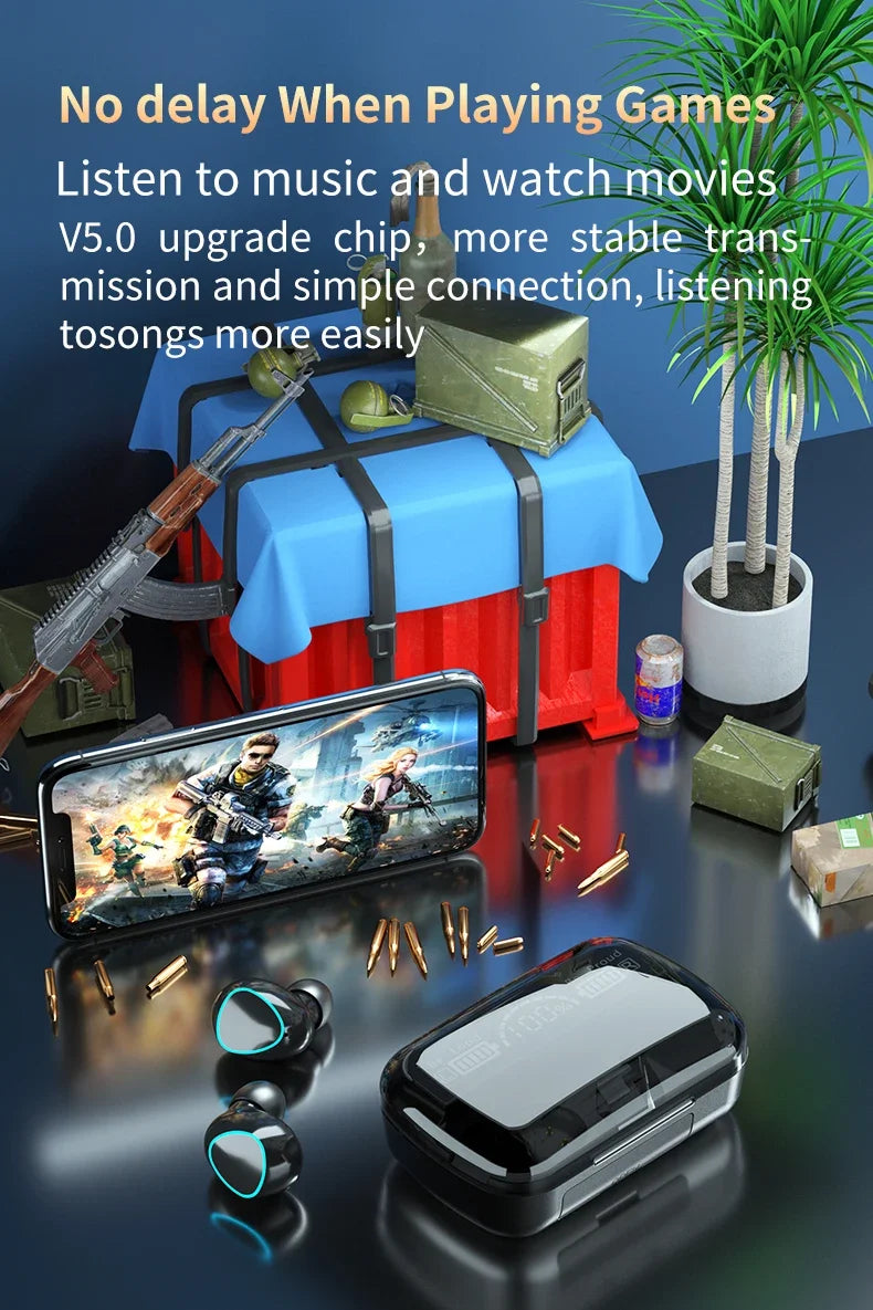 M10 Wireless Earphones 9D Stereo - 3500mAh Charging Box Sports Waterproof TWS Bluetooth Headphones with Microphone