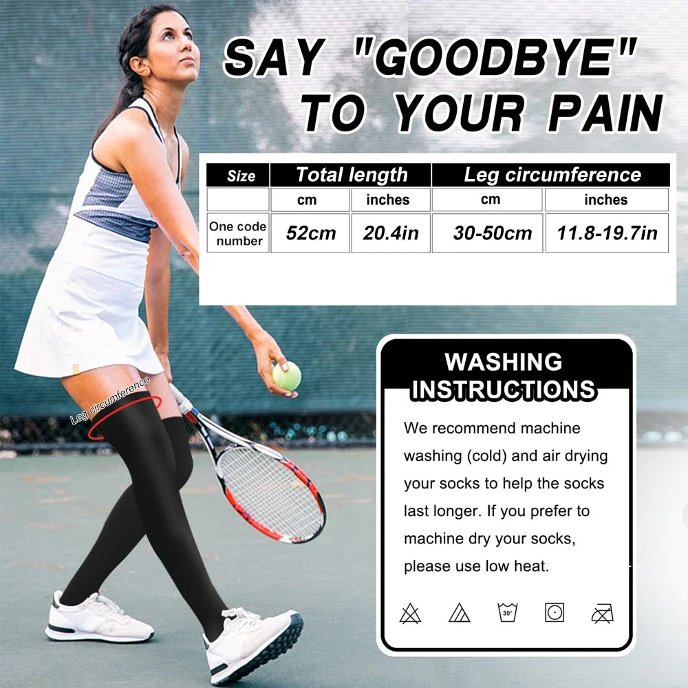 1Pair Compression Stocking for Women Men,20-30mmHg Thigh High Compression Socks - Best Support for Nursing Sports Varicose Veins