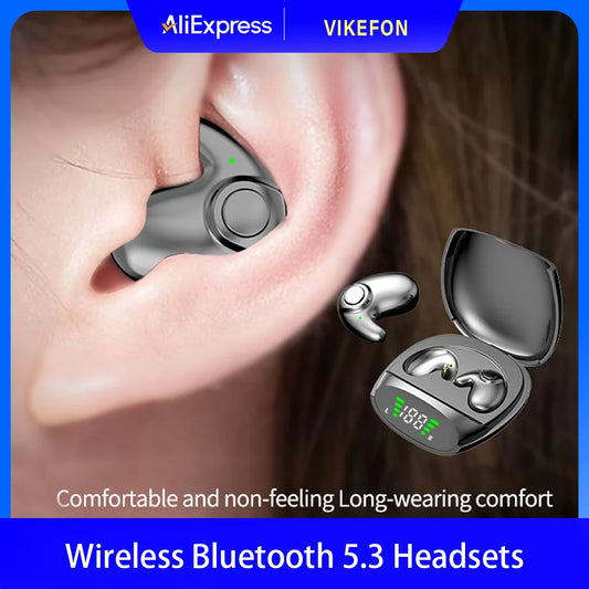 Waterproof Wireless Bluetooth 5.3 Headsets Mini headset Painless Call Noise Cancelling Thin Headphones Fit for Sleeping/Sports