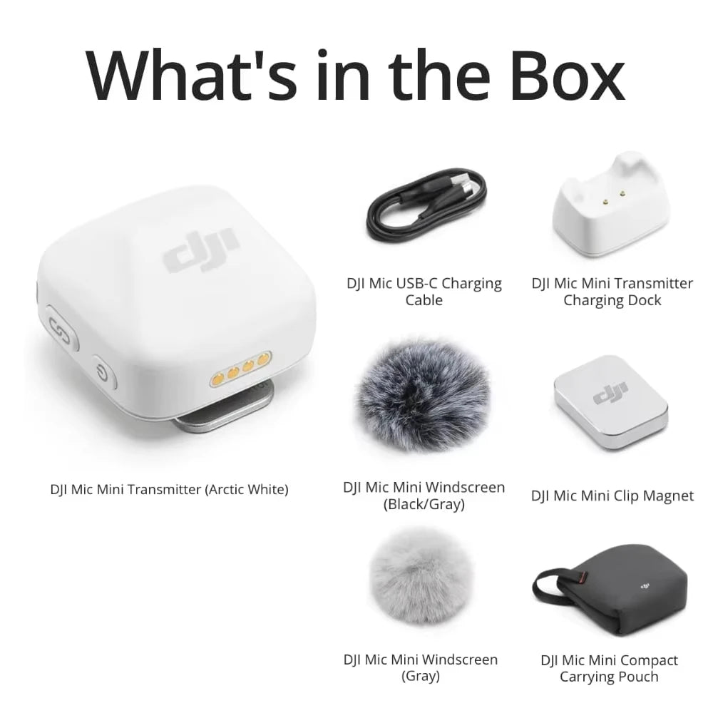 Original DJI Mic Mini (1 TX + 1 RX) Wireless Microphone Ultralight Detail-Rich Audio Noise Cancelling Automatic Limiting