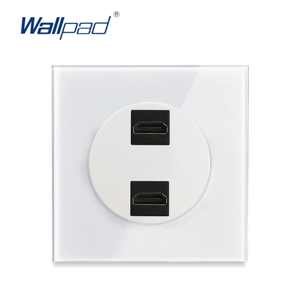 EU Korea Russian Wall Socket White Tempered Glass Frame RJ45 CAT6 TV Outlet Single Double Triple 86x86mm Box Requried Wallpad