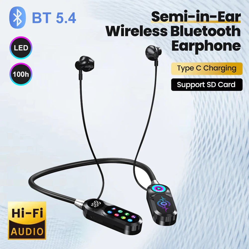 Wireless Bluetooth 5.4 Headset with LED Display HiFi Sound Quality Sports And Gaming Earbuds
