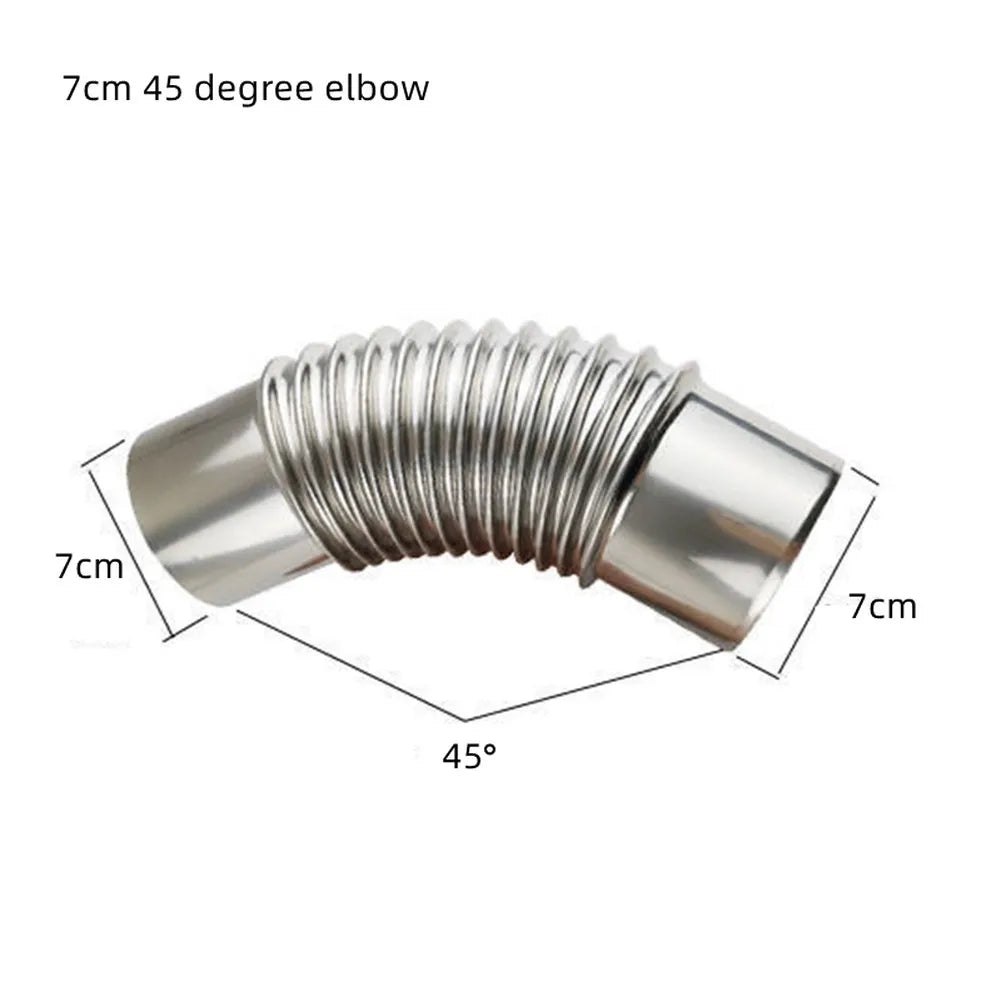 45 Degree Elbow Pipe Chimney Liner Bend Stainless Steel Multi Flue Stove Pipe Gas Water Heater Exhaust Pipe 60/70/80mm