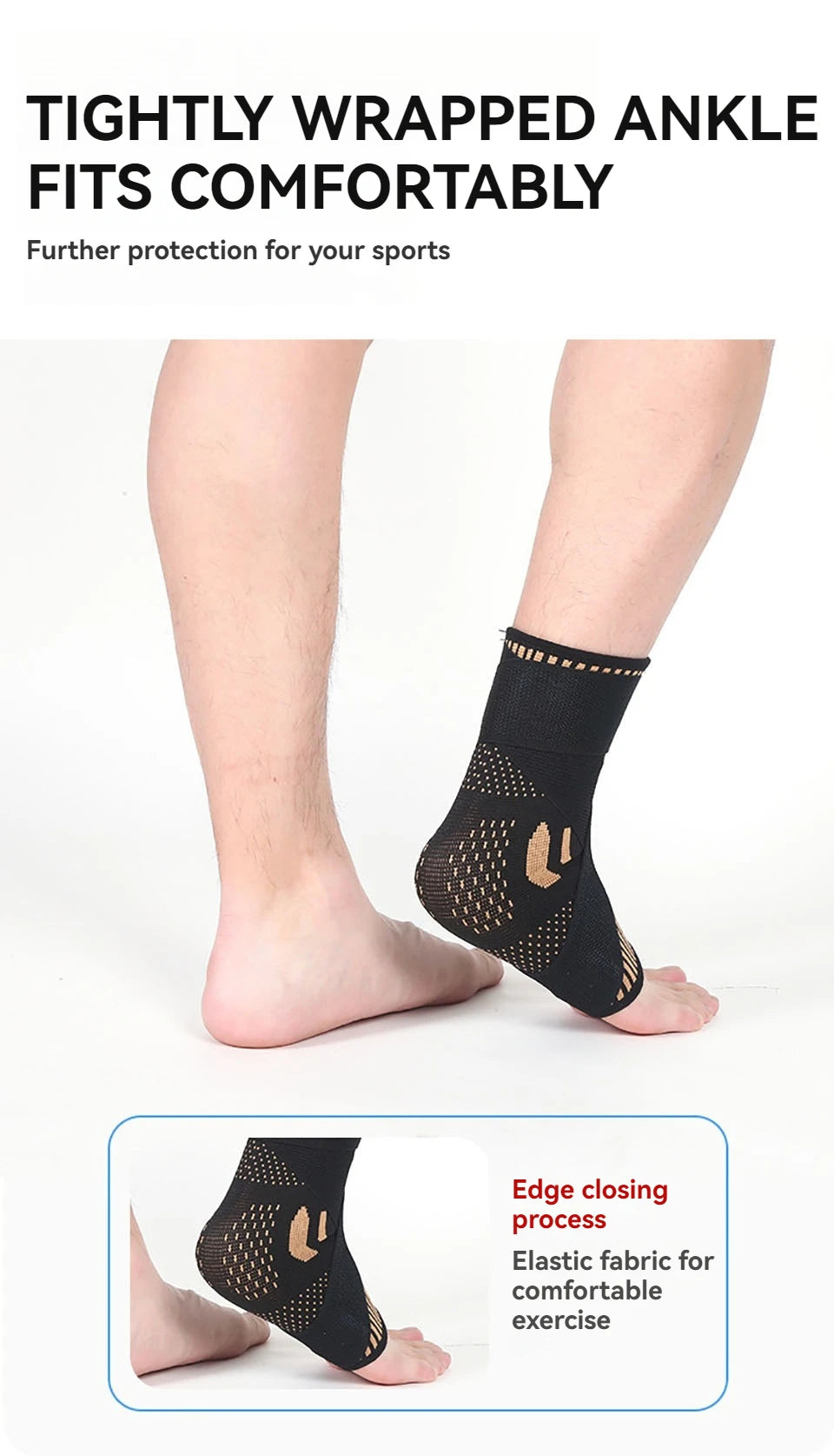 GOBYGO 1Pcs Copper Ion Ankle Brace Fitness Cycling Running Copper Fiber Ankle Brace Adjustable Ankle Brace Compression Strap