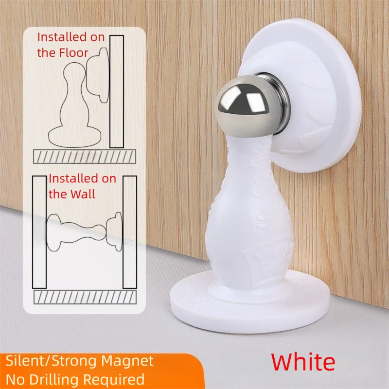 New Drill-Free Door Stopper with Silicone Anti-Collision Pad, Door Holder for Fixing Door Behind and Preventing Collision
