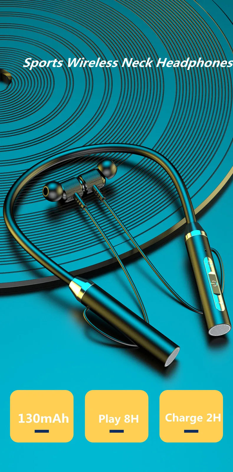 Wireless Bluetooth Earphones Bluetooth 5.0 TWS Neckband Sports Running Headset IPX7 Waterproof Earbuds Noise Reduction Headphone