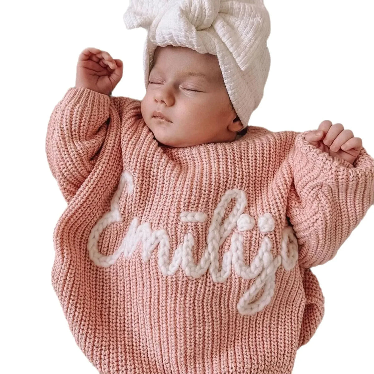 New Custom Name Kids Clothes Girls Boys Personalized Baby Sweaters Handmade Thick Line Embroidery Children's Knitted Sweater
