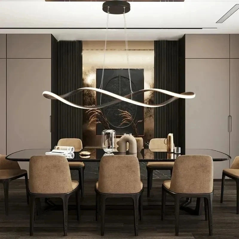 Adjustable Height LED Ceiling Light with Remote Control Modern Kitchen Island Lighting Living Room Illumination