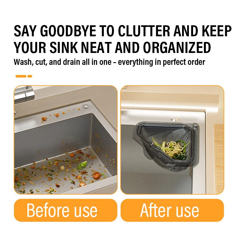 Triangle Magnetic Sink Drain Basket Hanging Vegetable Fruit Drainage Strainer Kitchen Filter Accessories Food Waste Collector