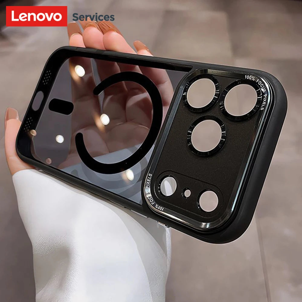 Lenovo Brand for Magsafe Transparent Phone Cases For iPhone 17 Pro Max 15 16 Pro Max Magnetic Shockproof Cover
