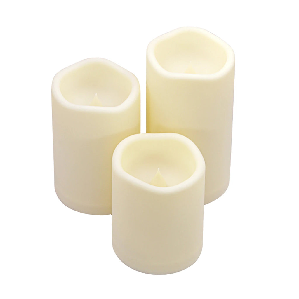 3 Pieces Charge Remote Control LED Decorative Moving Wick Candles,10/12.5/15 cm Rechargeable Dancing Church Candles