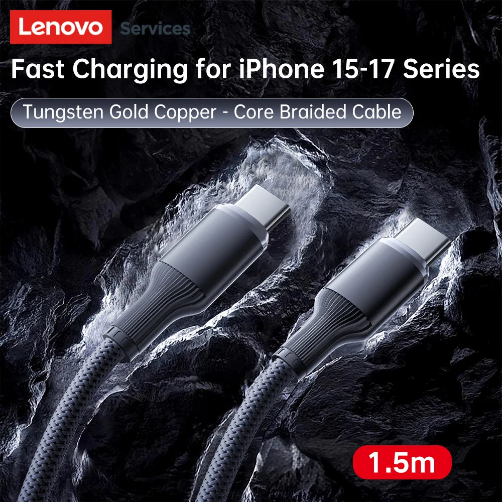Lenovo 100W 6A Fast charging data cable USB/Type C to Type C for Sumsung Huawei Xiaomi OPPO Phone High-speed Data Transfer Cord