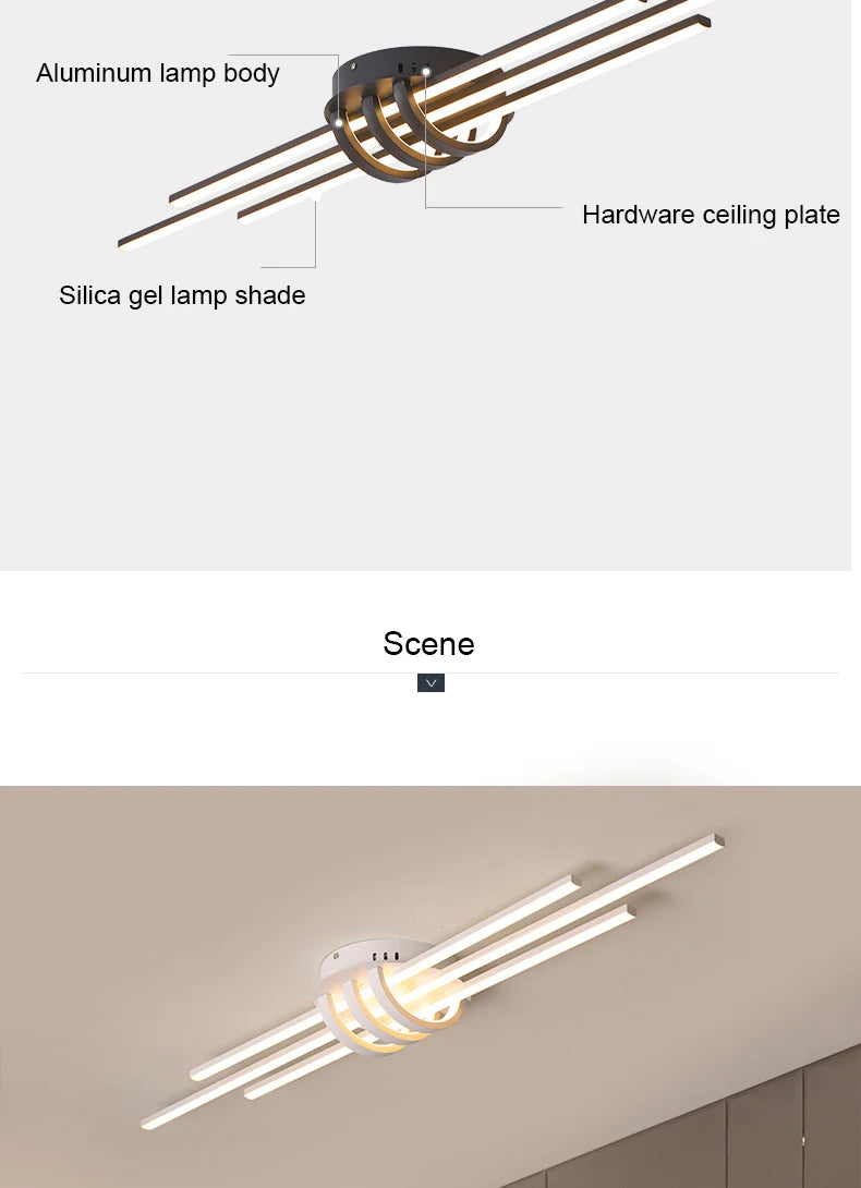 FANPINFANDO Modern Led Ceiling Lights For Living Room Bedroom Matte Black/White Aluminum Kitchen Led Ceiling Lamps Fixtures