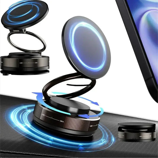 360° Foldable Magnetic Phone Mount! 2025 New Vacuum Suction Cup, Ultra-Strong Adsorption Alloy Bracket for Cars & Desktops