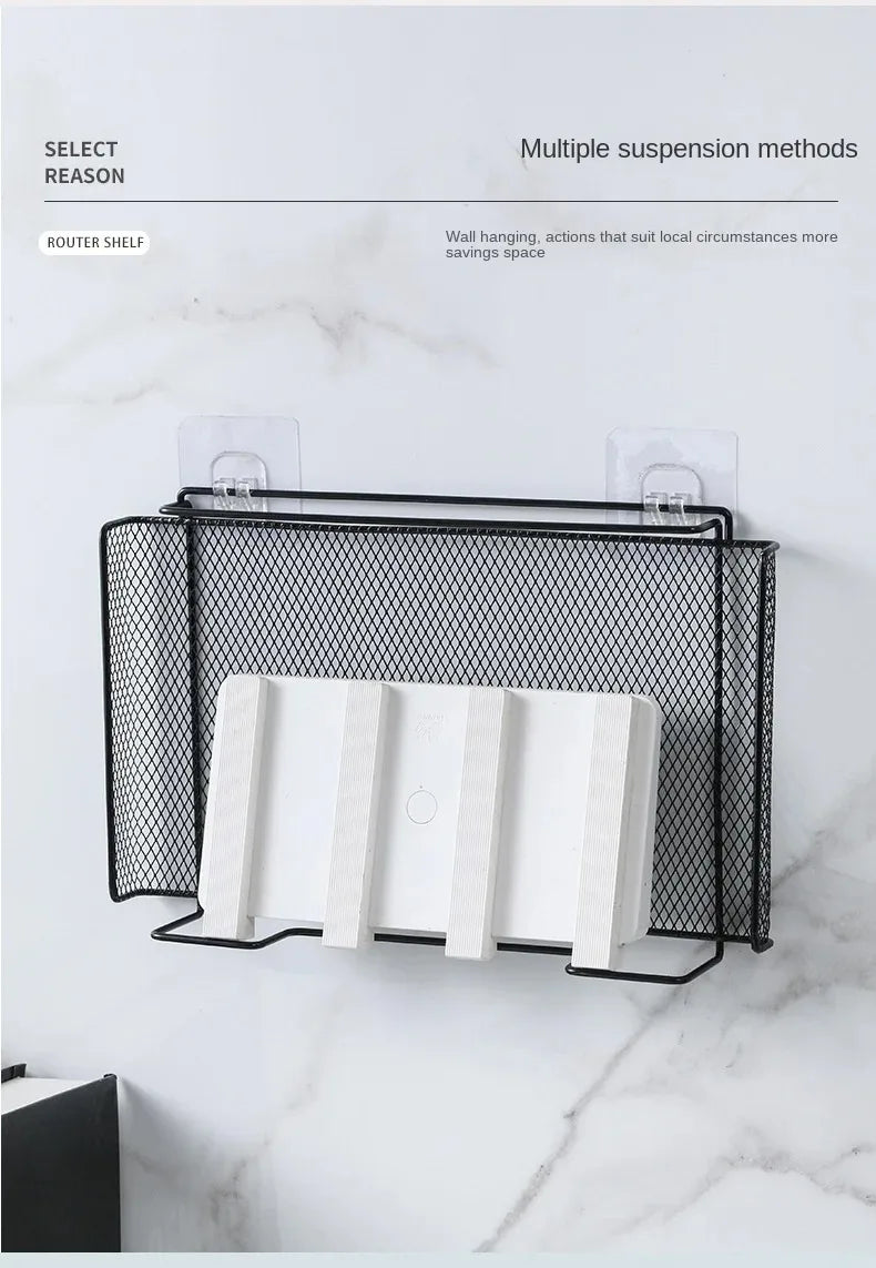 Self-adhesive Shelf Wall-mounted No-drill Storage Box  Kitchen SpiceDrying Rack Shelf for Dish Wall Router Rack TV Set-top Box