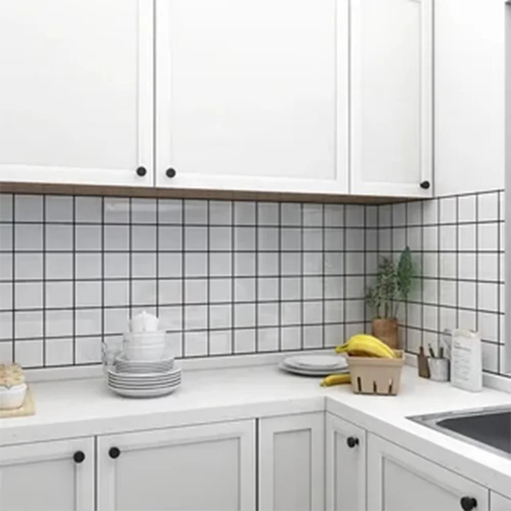 40CM Classic Grid DIY Background Wallpaper Wall Stickers Oil proof Waterproof Wallpaper for Living Room Kitchen Bathroom