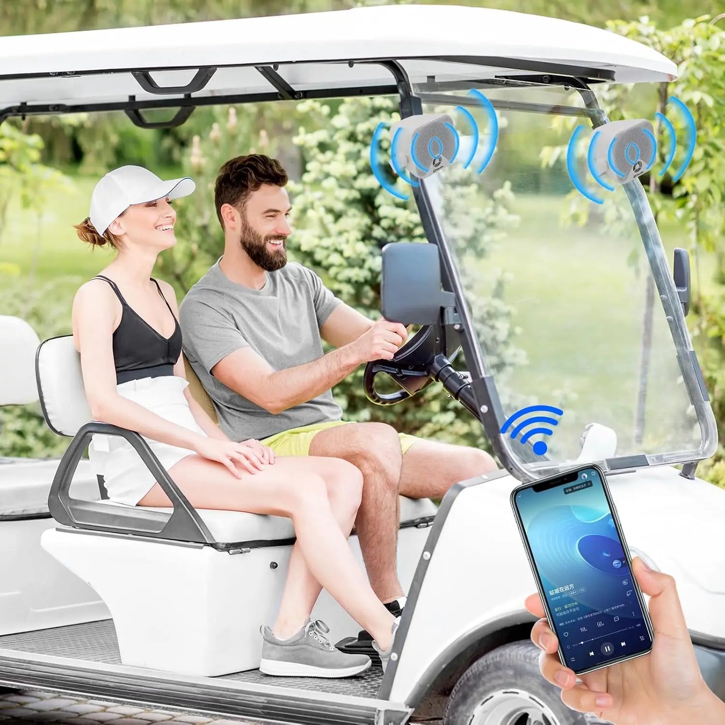 Herdio 4 Inch Waterproof Bluetooth Marine Speakers (2 Pack) - Surface Mount Heavy Duty Audio for Boats, Golf Carts, ATV, UTV,