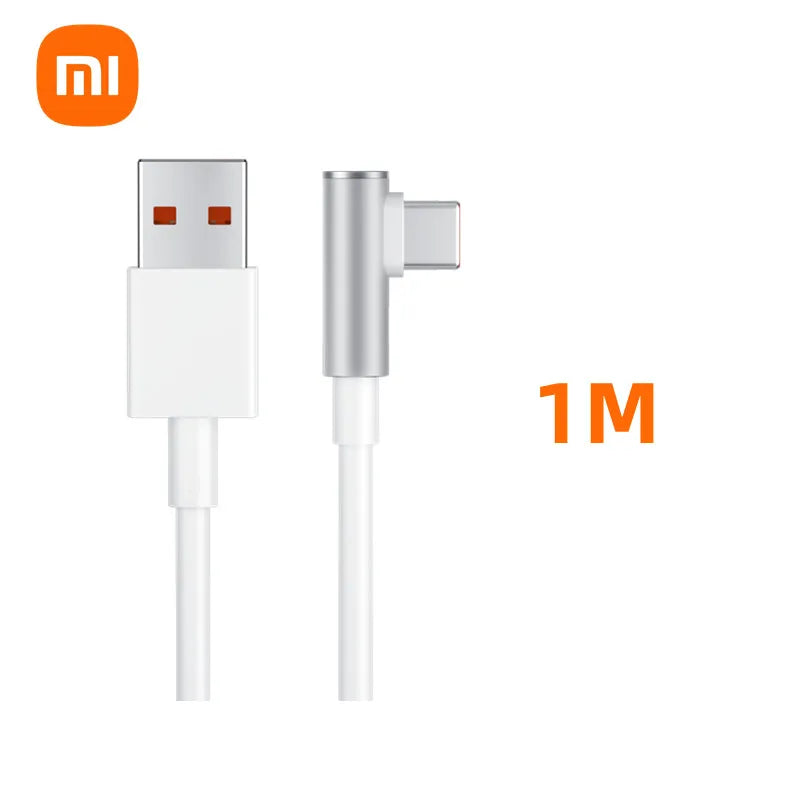 Original Xiaomi 120W 6A USB Super Fast Charger For Mi 12 11 POCO X5 X4 Pro Redmi Note 8 9 10 11 90 Degree Type C Charging Cable