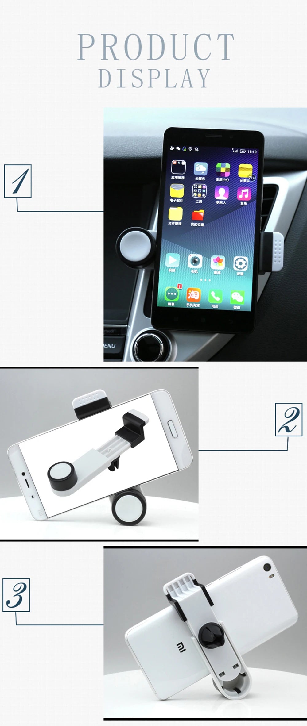 Portable Car Air Vent Mount for Mobile Phones 360 Degree Rotation Adjustment Compatible with 3.5-6.3 Inch Phones