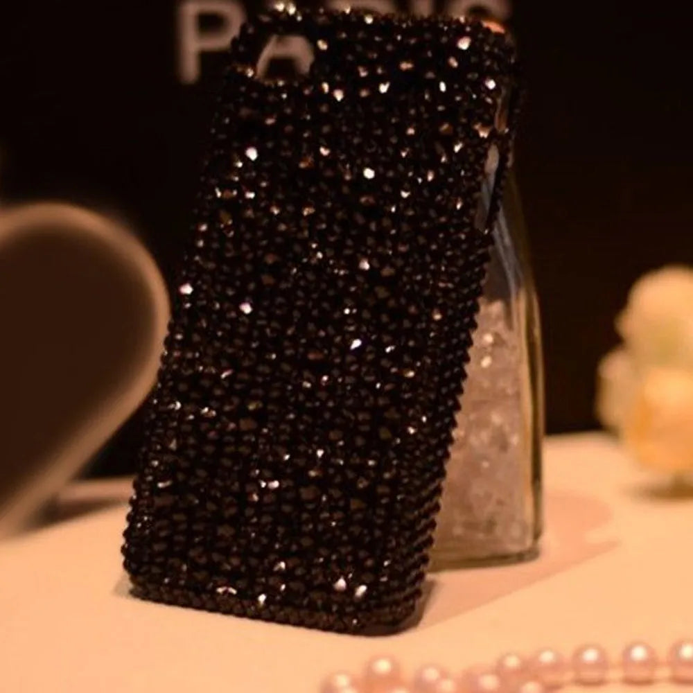 Cool Black Rhinestone Handmade Shell for iPhone 15 Pro Max 14 Plus 13 12 11 Xsmax Anti Drop Couple Hand Protection Back Cover