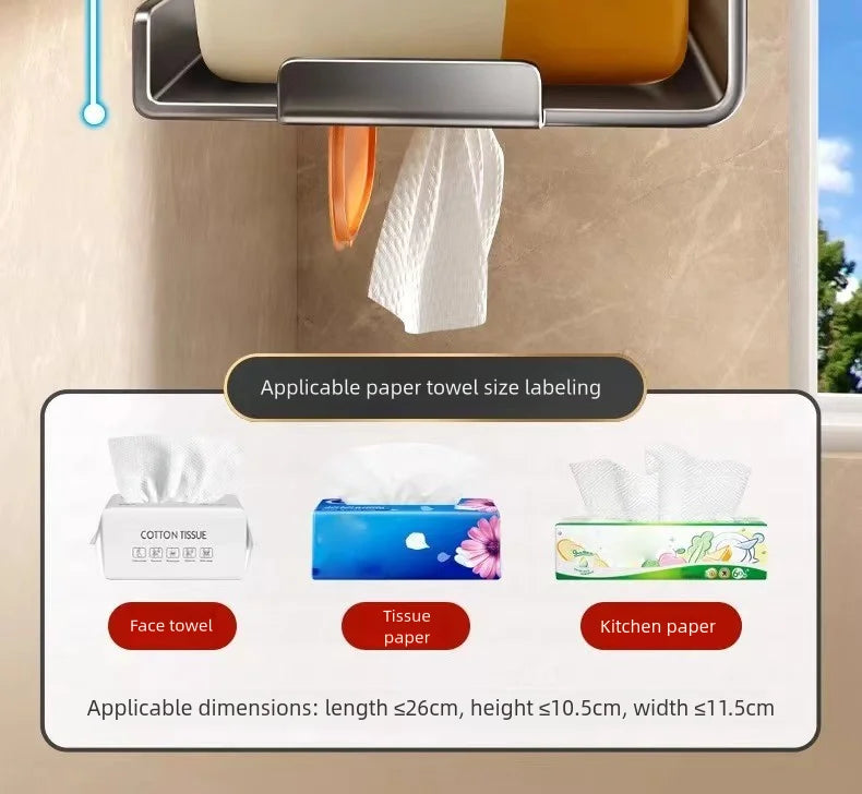 Thickened stainless steel kitchen wet wipe storage box, tissue holder, hanging cabinet tissue box, storage, cloth, plastic wrap,