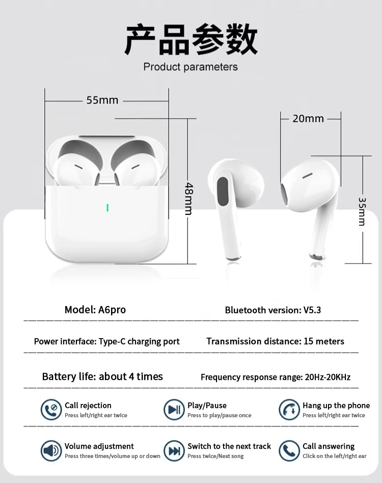 2026 TWS Air Pro Wireless Bluetooth Earphones Headphones HiFi Sound Low Latency Noise Reduction Earbuds for IPhone Android