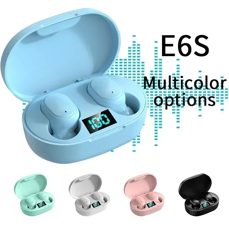 E6S TWS Bluetooth Earphones Wireless Bluetooth Headset Noise Cancelling Headsets with Microphone Headphones for Xiaomi Huawei