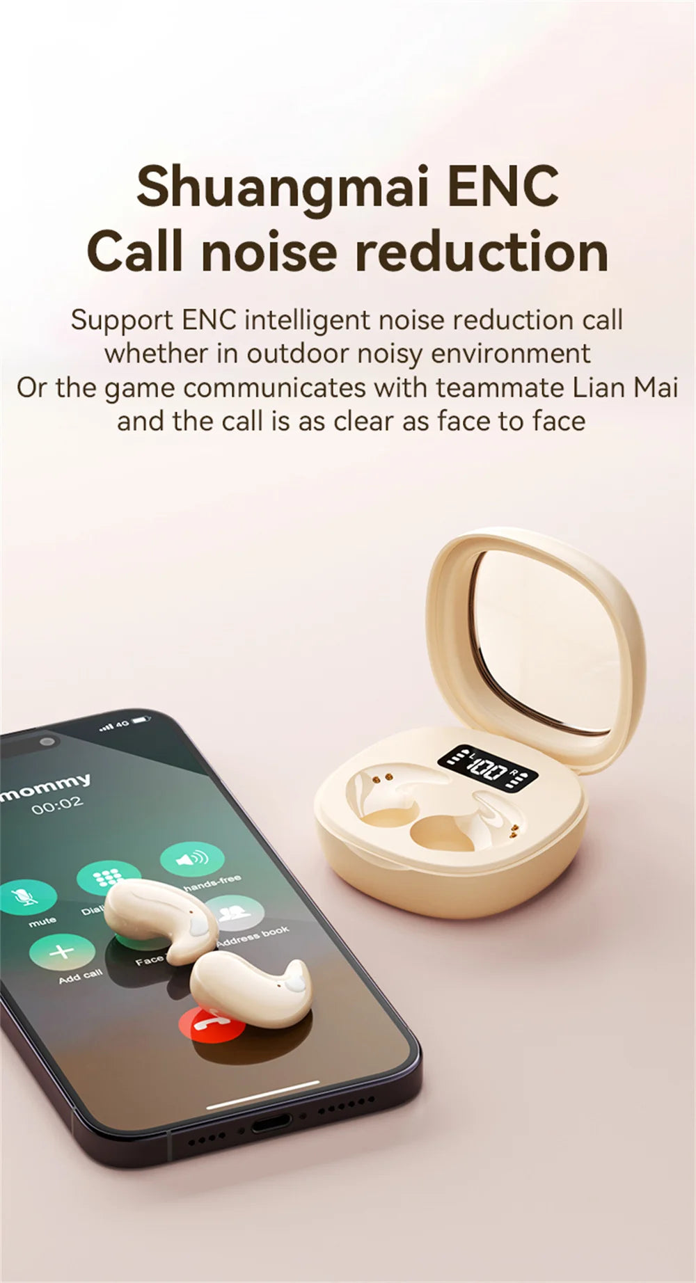 For Phone Sleep Invisible Stereo Headset IPX5 Waterproof Wireless Bluetooth Earphone Earbuds With Mic Bluetooth 5.3 Headphones