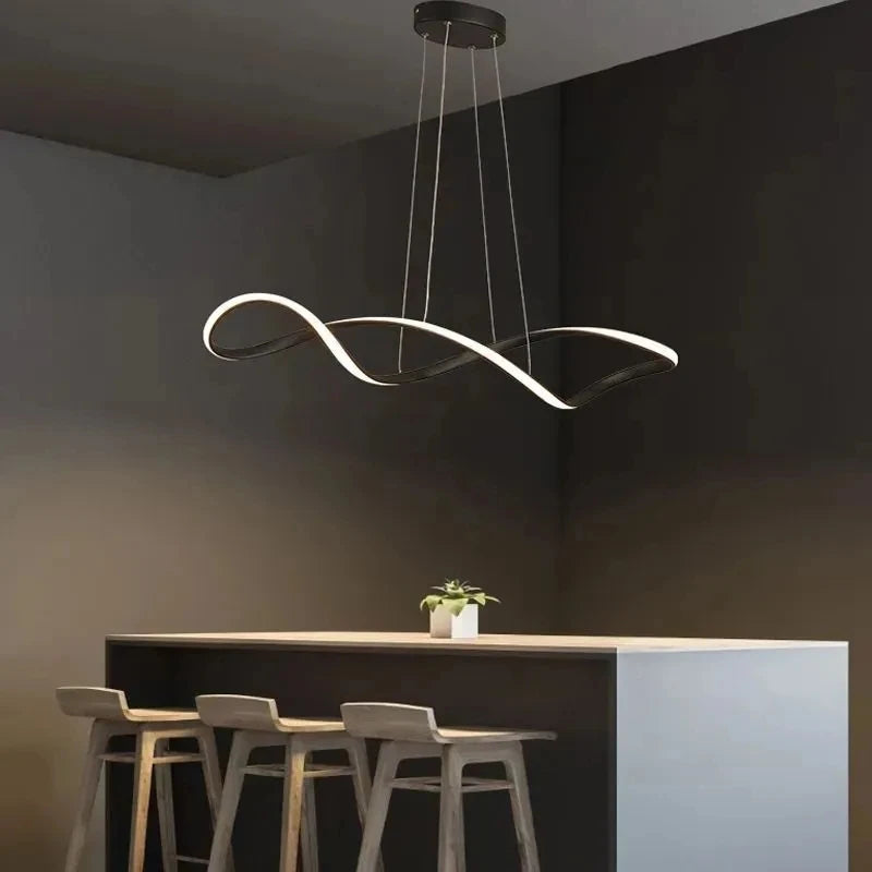 Adjustable Height LED Ceiling Light with Remote Control Modern Kitchen Island Lighting Living Room Illumination