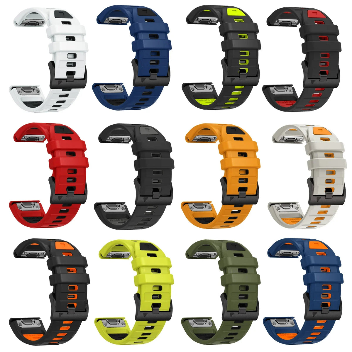 QuickFit 22mm Replacement Watch Band For Garmin Forerunner 970 965 955 945 935 745 MARQ Two-Tone Sport Silicone Strap Bracelet