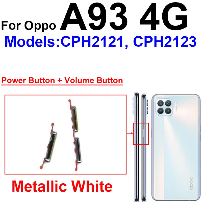 Volume Pwoer Side Button For OPPO A93 A94 A95 4G 5G Up Down Volume ON OFF Power Switch Side Keys Flex Cable Repair Parts