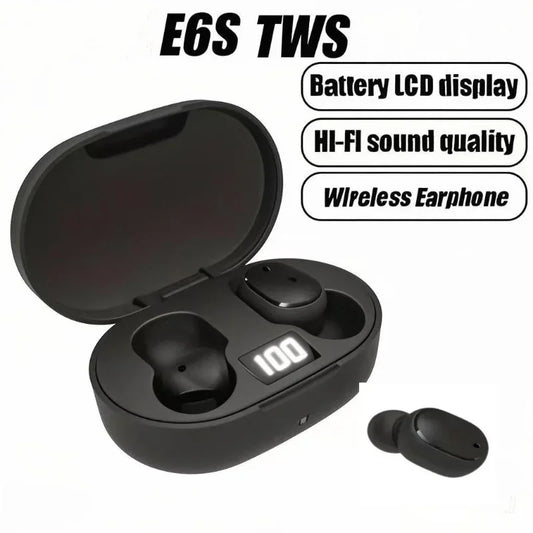 E6S TWS Bluetooth Earphones Wireless Bluetooth Headset Noise Cancelling Headsets with Microphone Headphones for All Smartphones